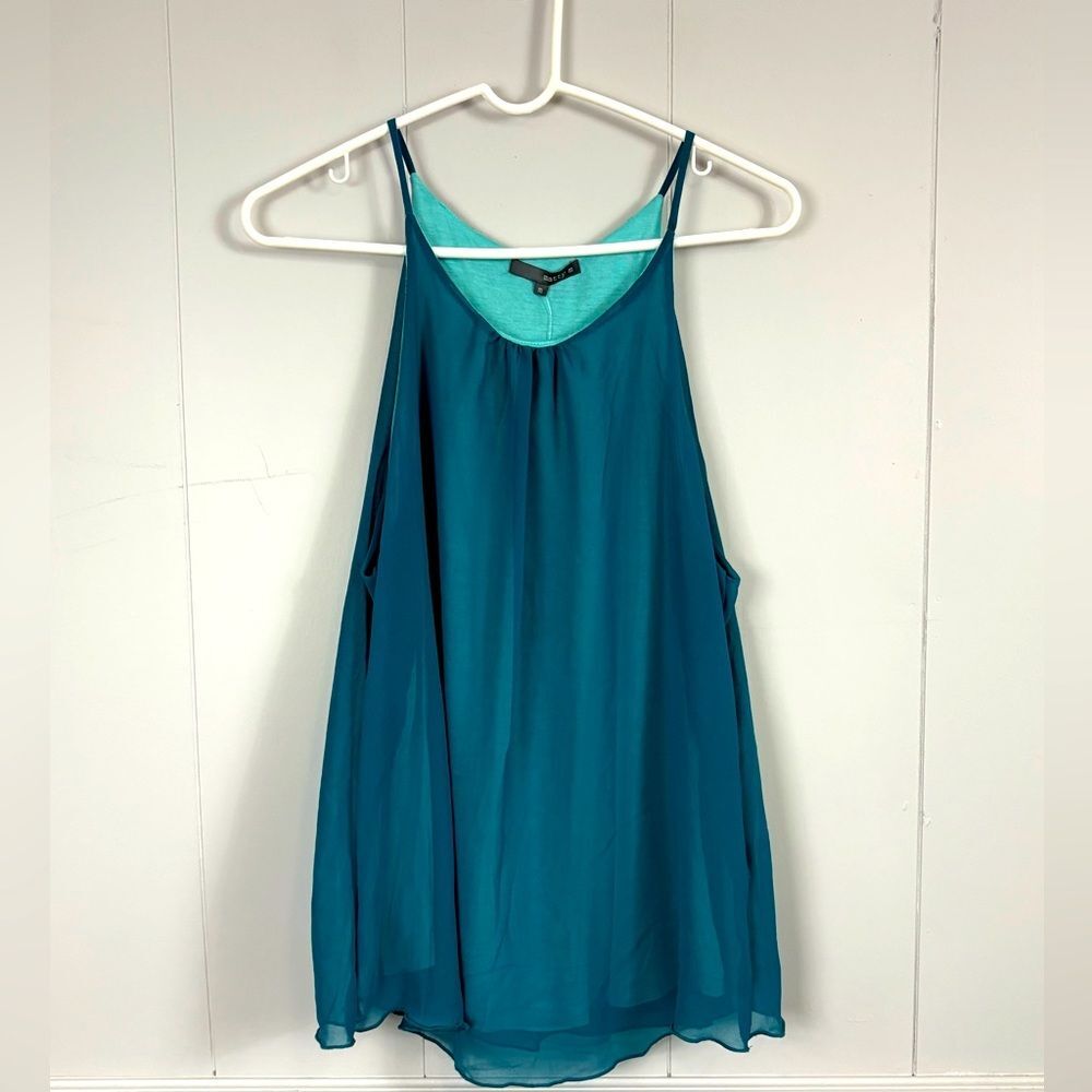 NWT Matty M Blue Teal Layered Swing Chiffon Flowy Summer Cami Size Medium